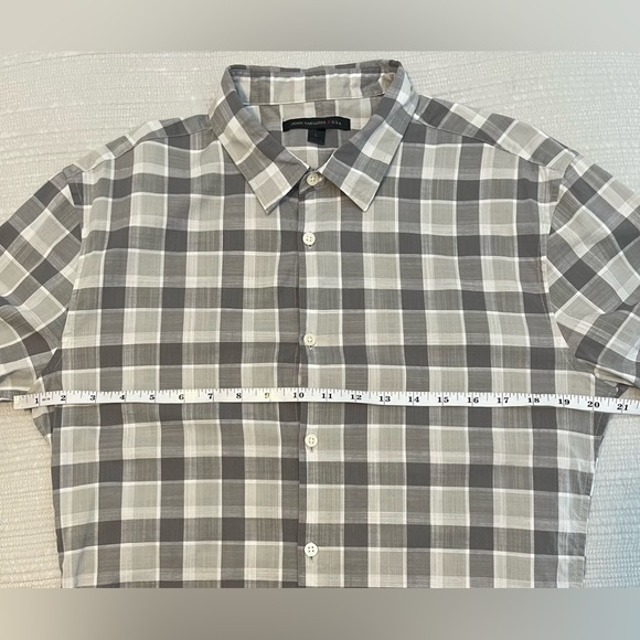 John Varvatos Grey Checked Shirt Sleeve Button Down Shirt Size Large - Picture 4 of 5